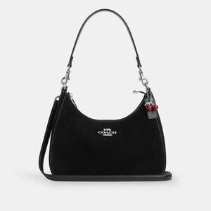 NWT Coach Teri Hobo shoulder Bag Black Suede With Cherry Charm CCZ88